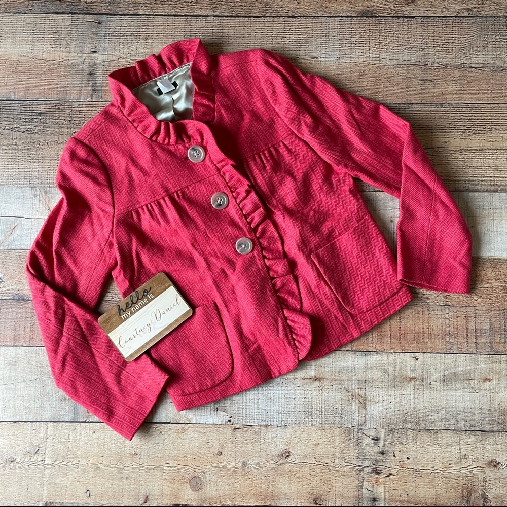 JCrew Ruffle Accent Crop Blazer sz 4 wool